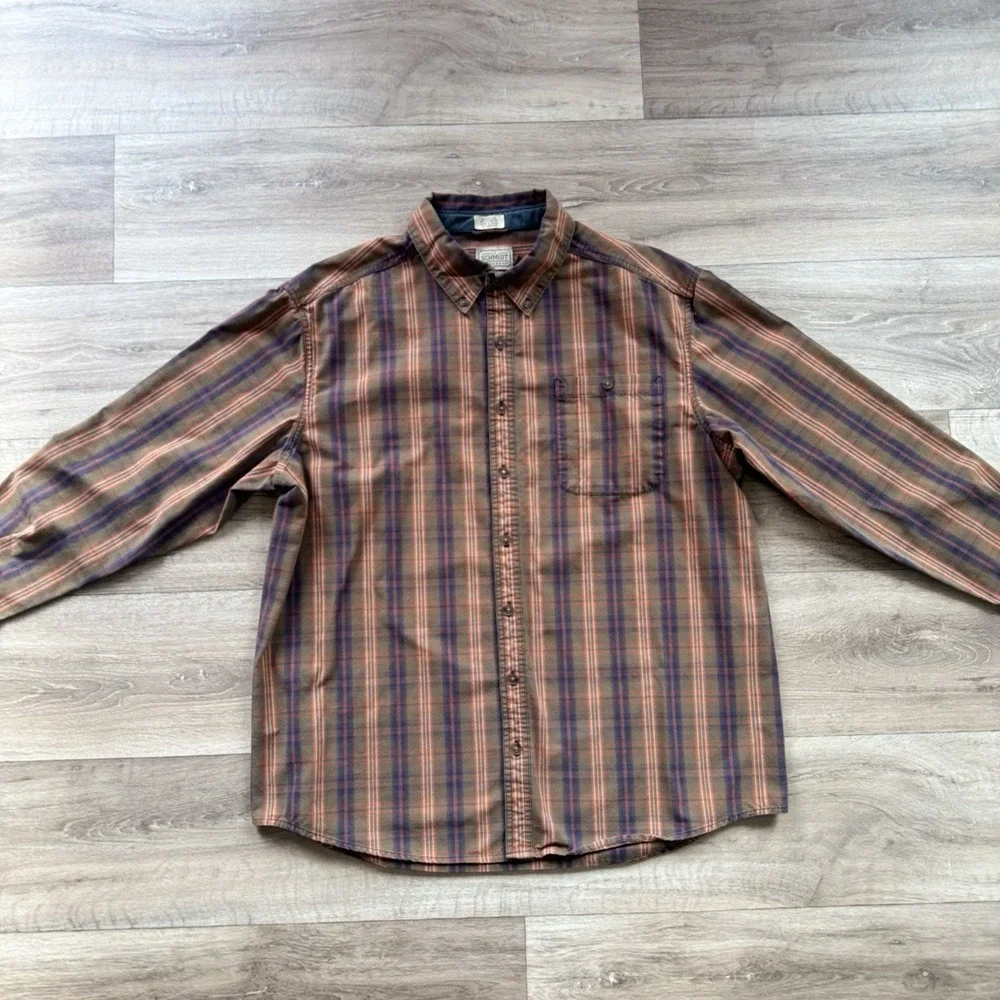 SCHMIDT‎ Workwear Shirt Mens XL Long Sleeve Brown Flannel Plaid Heavy